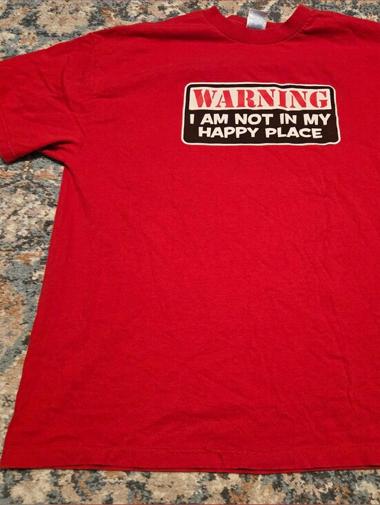 tennessee river Other - Red Graphic Tee with 'WARNING I AM NOT IN MY HAPPY PLACE' Print Size XL
